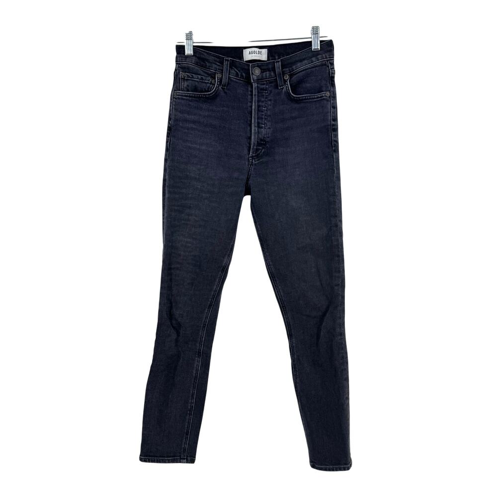 AGOLDE Jeans 25 Nico Washed Black High Rise Button Fly Ankle Length Goth Grunge